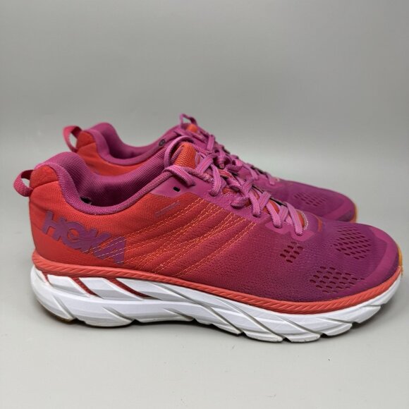 Hoka One One Clifton 6 Running Shoes Purple Pink 1102873 PRCFL Women’s Size 9.5 - Picture 1 of 10